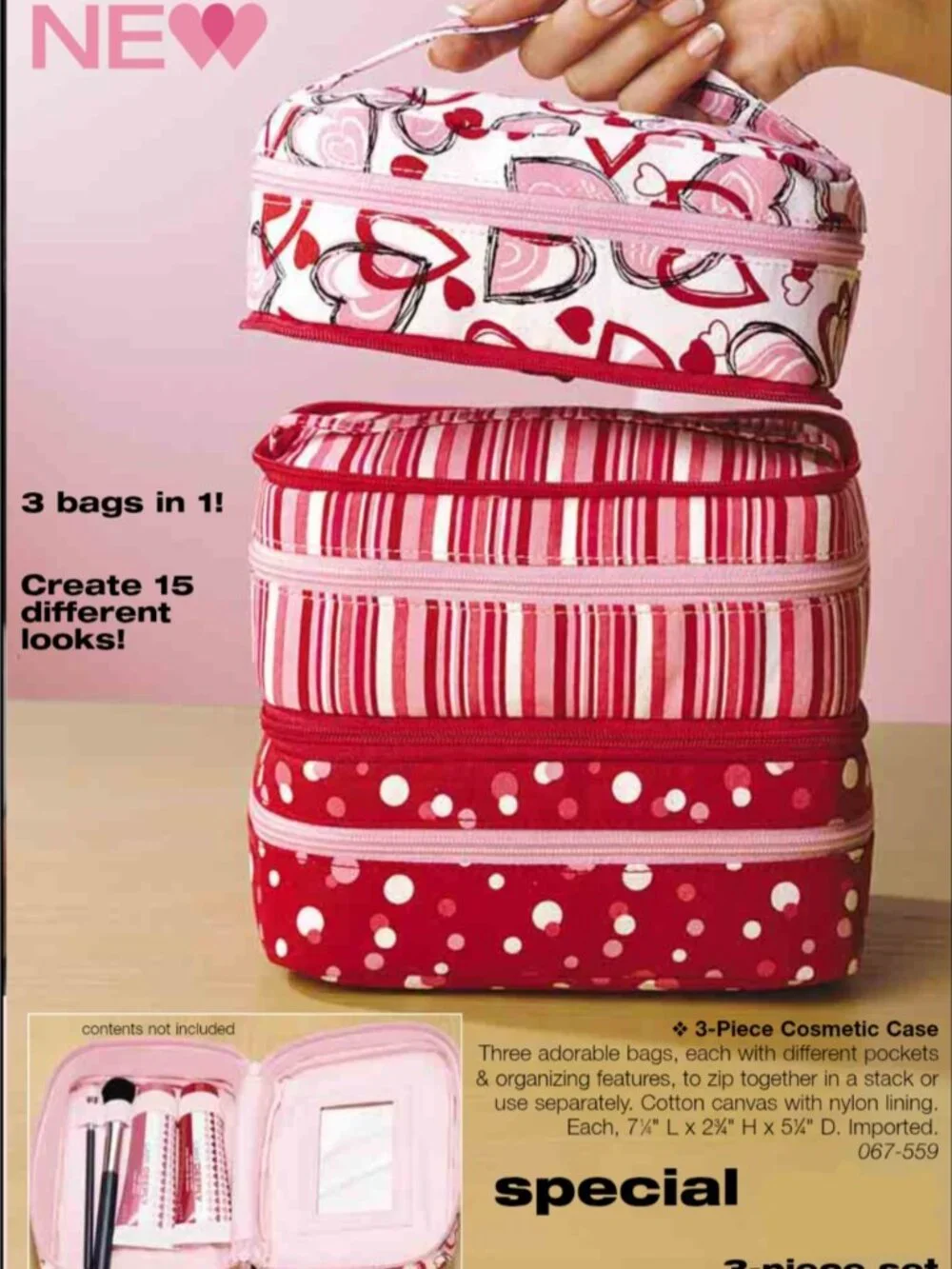 Vintage Avon Multi-Compartment Detachable 3 in 1 Travel Modular Cosmetic Bag Set
